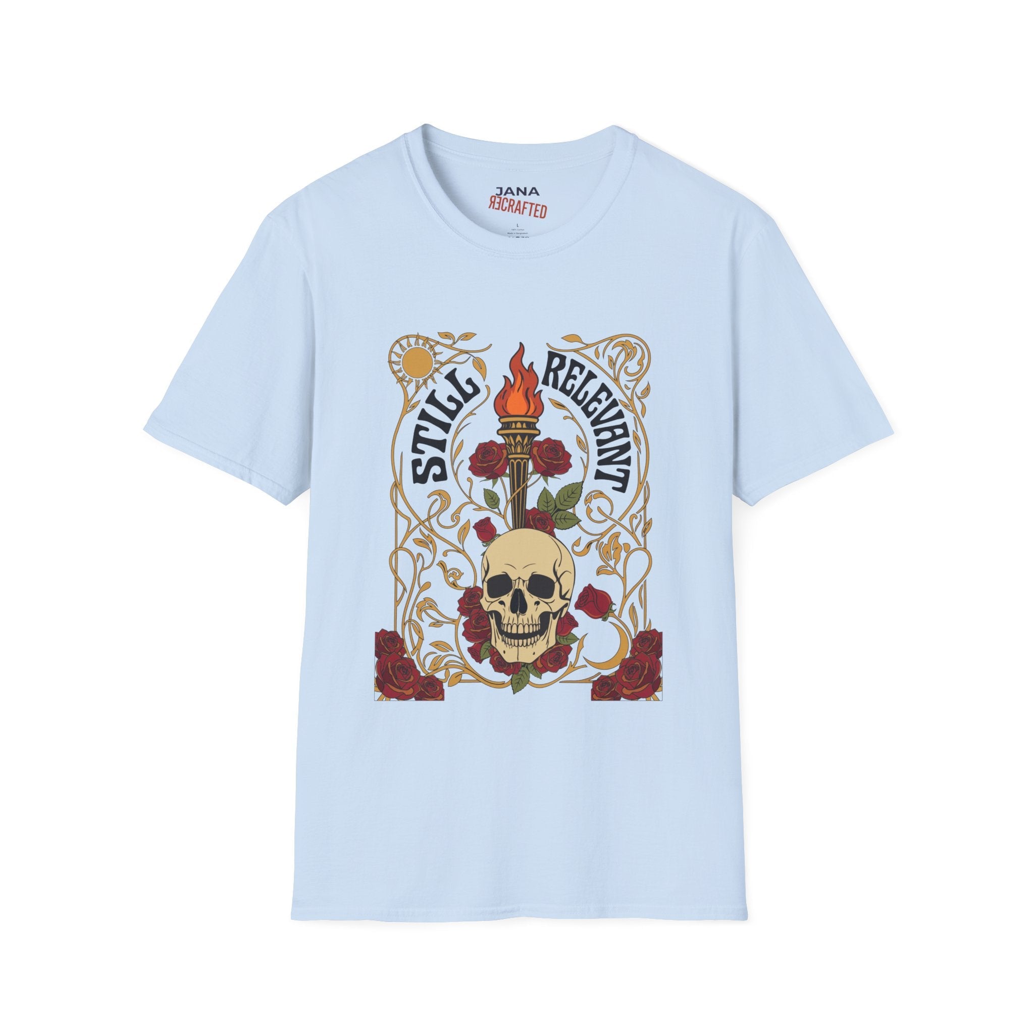 Style Relevant Skull, Roses & Torch Graphic T-Shirt - Jana Recrafted