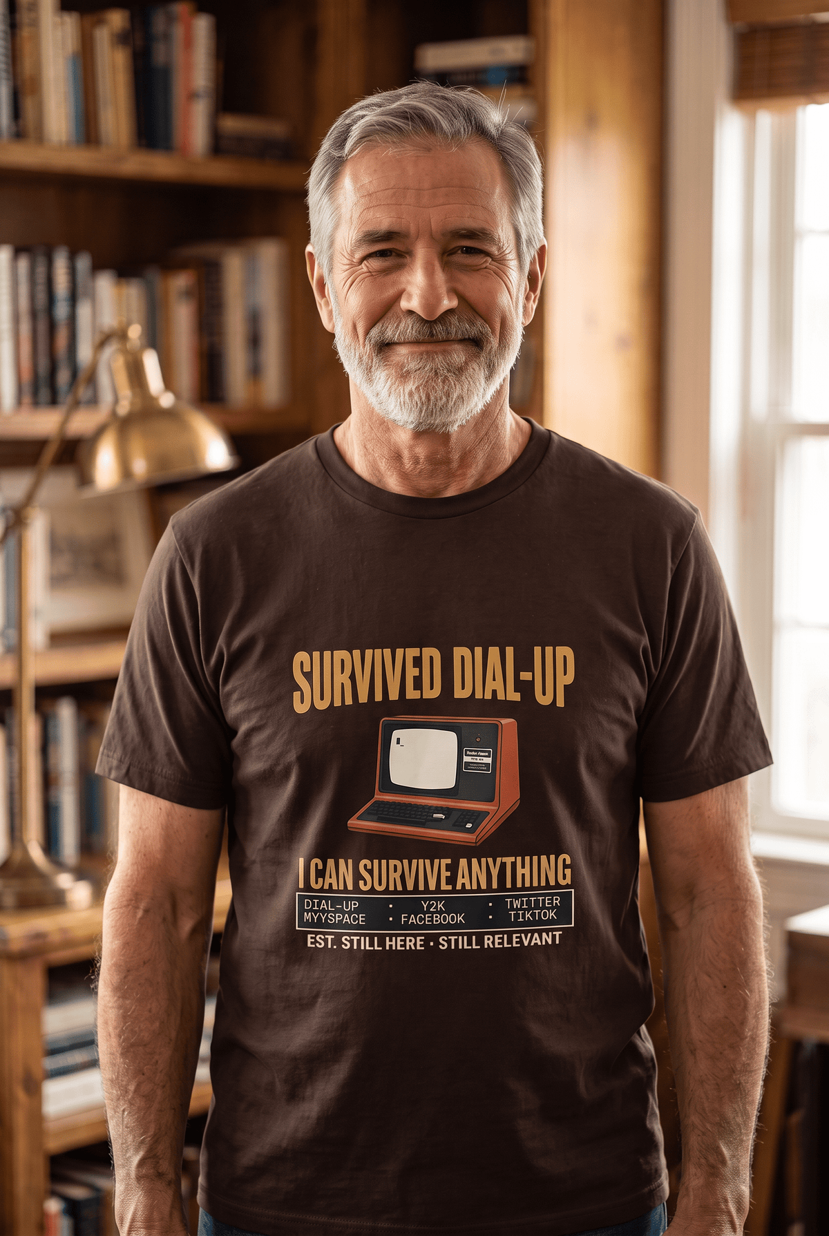 Survived Dial-Up Retro Computer Graphic Tee | Gen X Nostalgia T-Shirt - Jana Recrafted