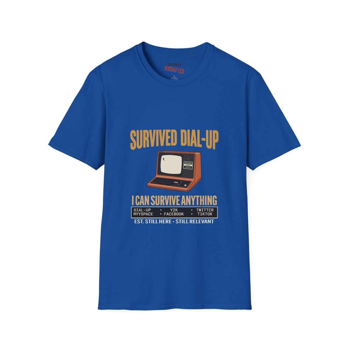 Survived Dial-Up Retro Computer Graphic Tee | Gen X Nostalgia T-Shirt - Jana Recrafted