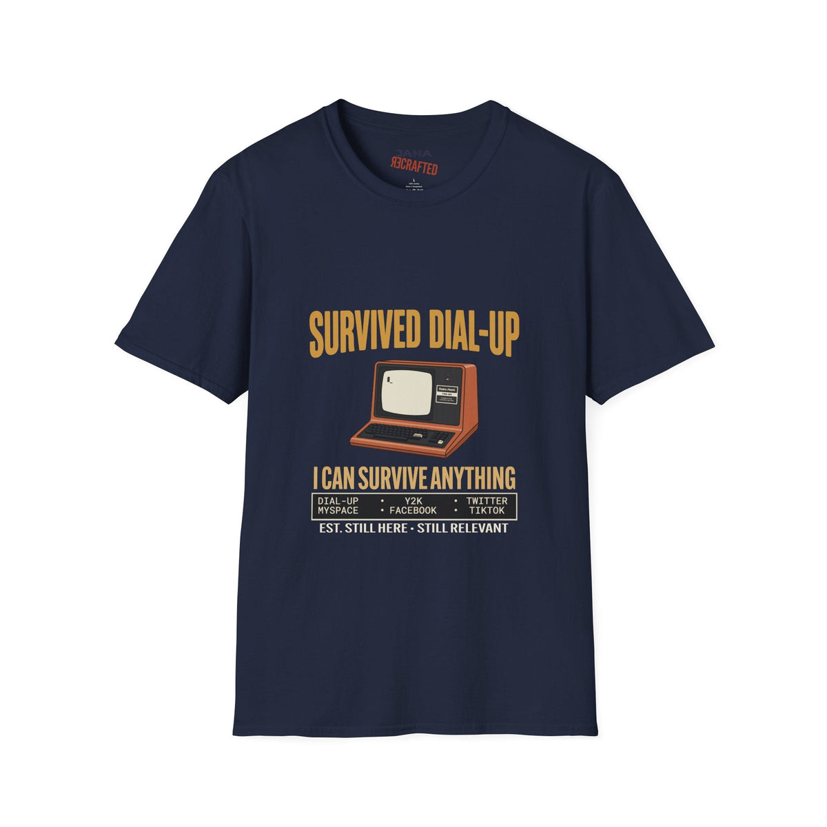 Survived Dial-Up Retro Computer Graphic Tee | Gen X Nostalgia T-Shirt - Jana Recrafted