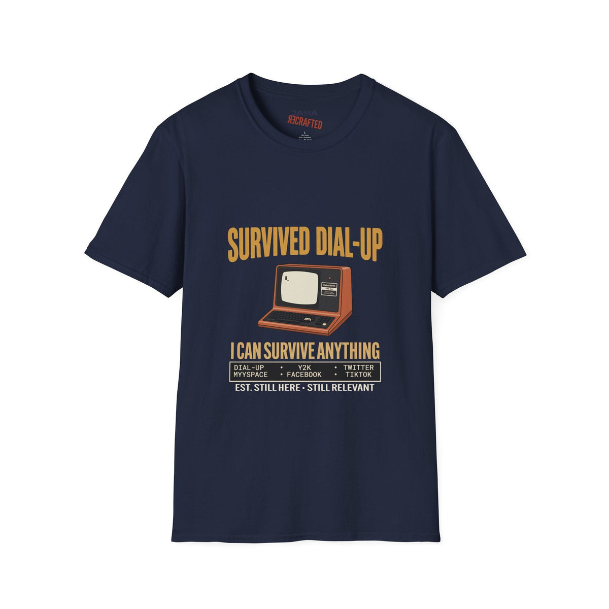 Survived Dial-Up Retro Computer Graphic Tee | Gen X Nostalgia T-Shirt - Jana Recrafted