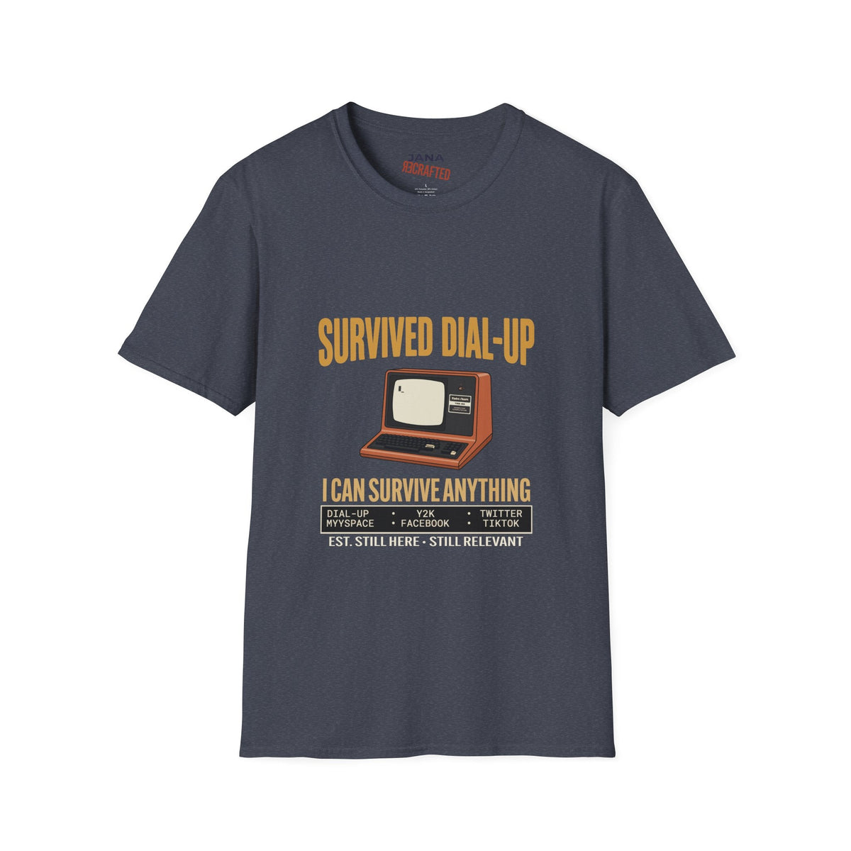 Survived Dial-Up Retro Computer Graphic Tee | Gen X Nostalgia T-Shirt - Jana Recrafted