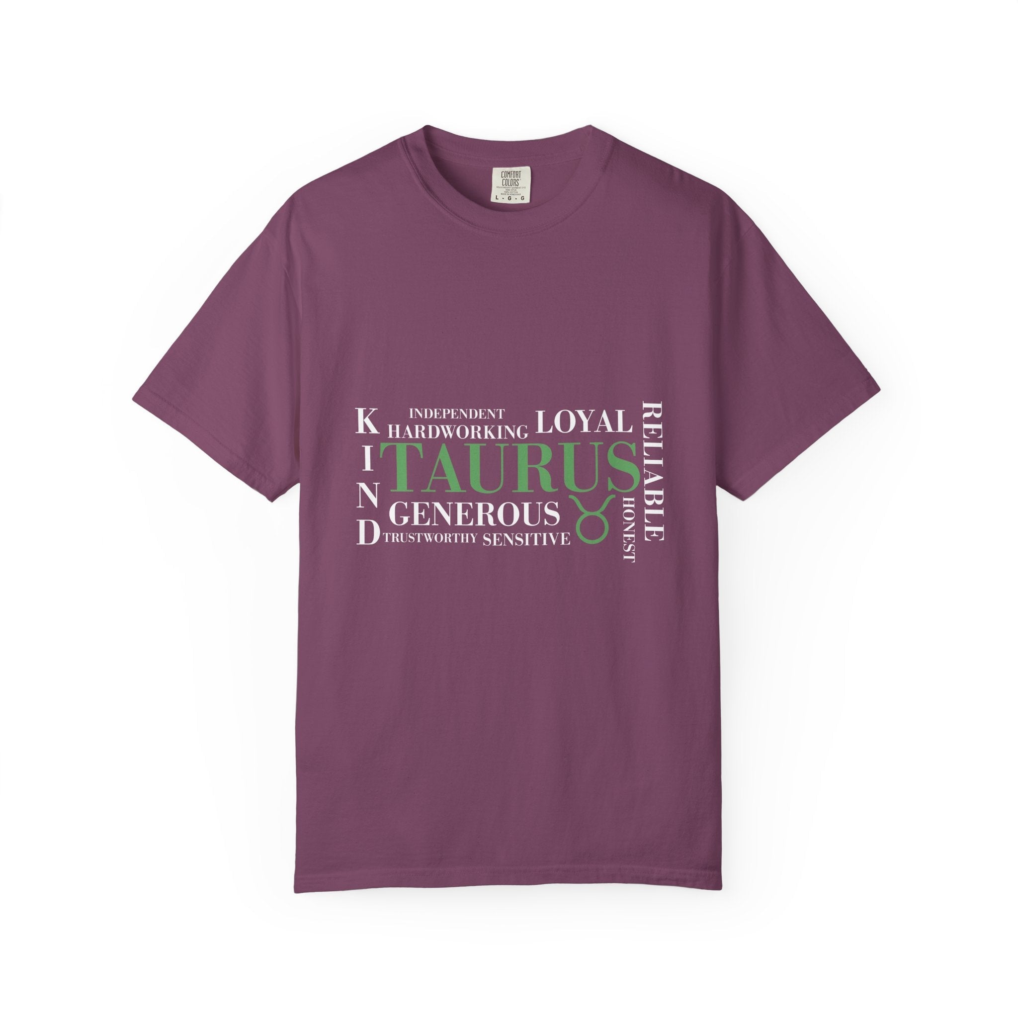 Taurus Astrology Word Cloud T-shirt | Zodiac Bull Traits Printed Tee - Jana Recrafted