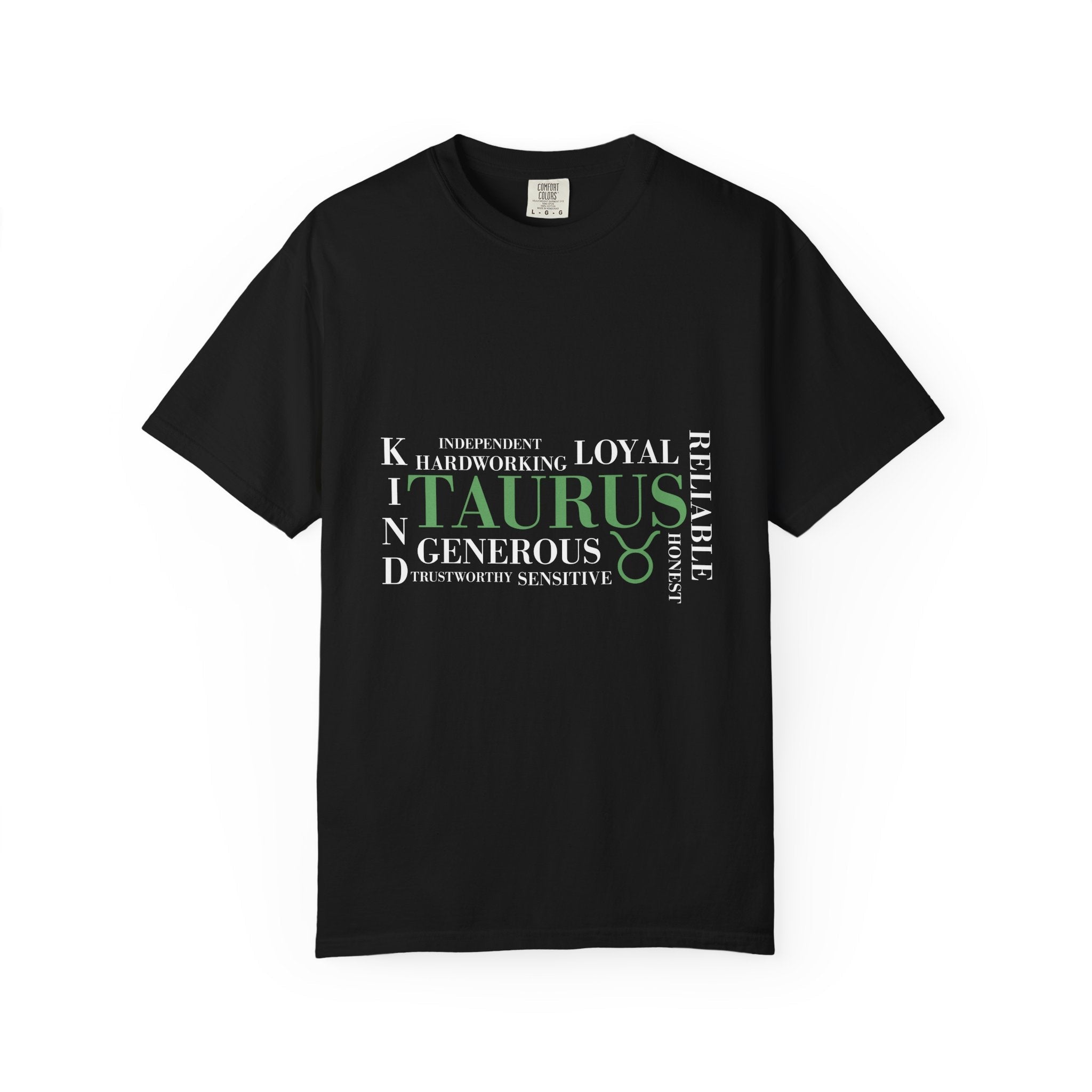 Taurus Astrology Word Cloud T-shirt | Zodiac Bull Traits Printed Tee - Jana Recrafted