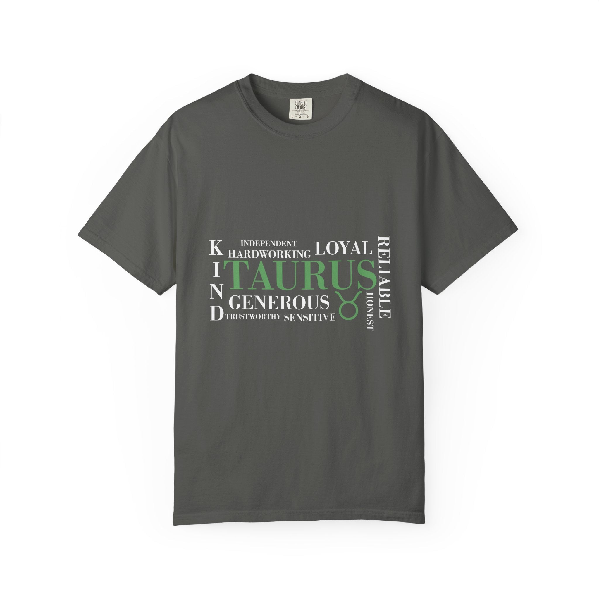 Taurus Astrology Word Cloud T-shirt | Zodiac Bull Traits Printed Tee - Jana Recrafted