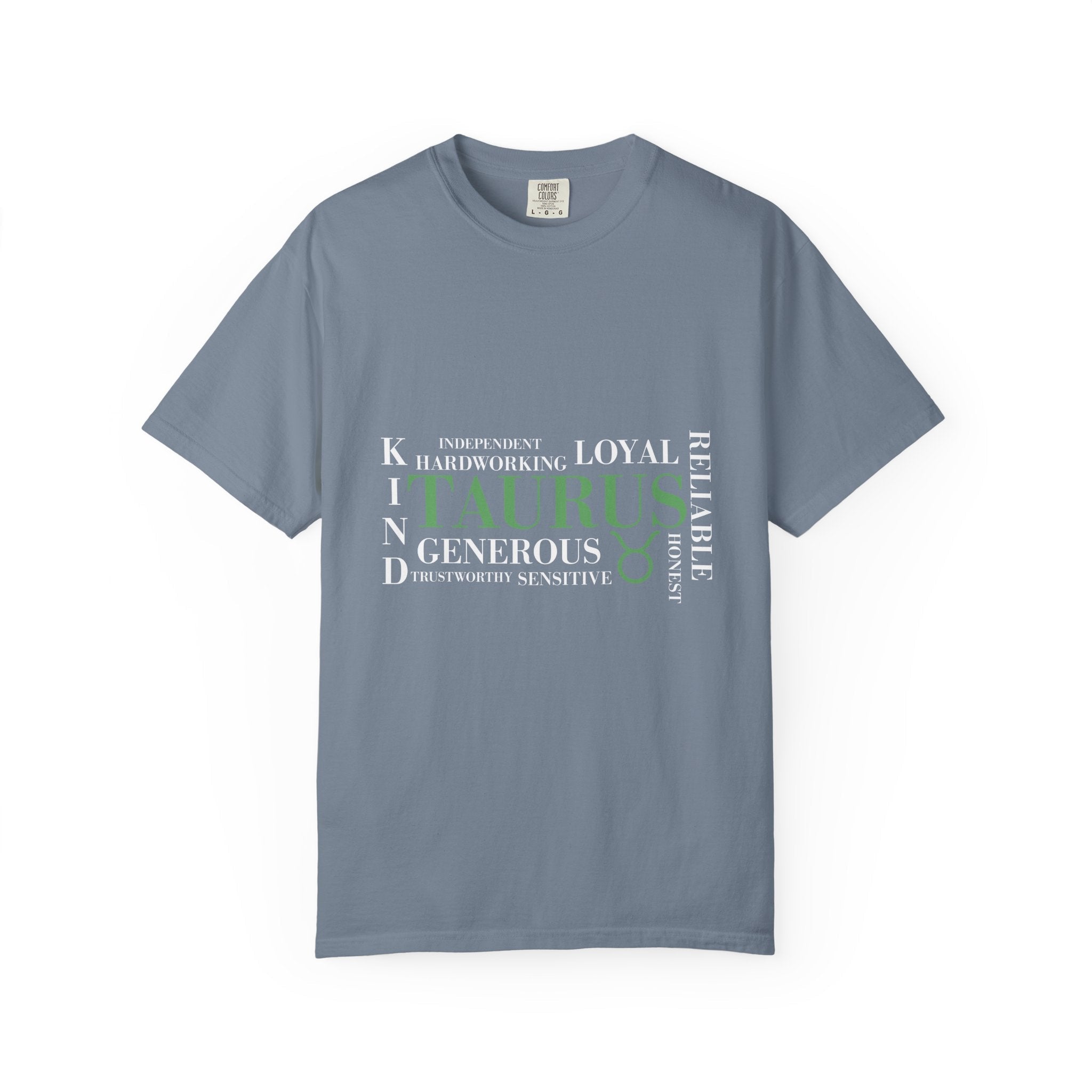 Taurus Astrology Word Cloud T-shirt | Zodiac Bull Traits Printed Tee - Jana Recrafted