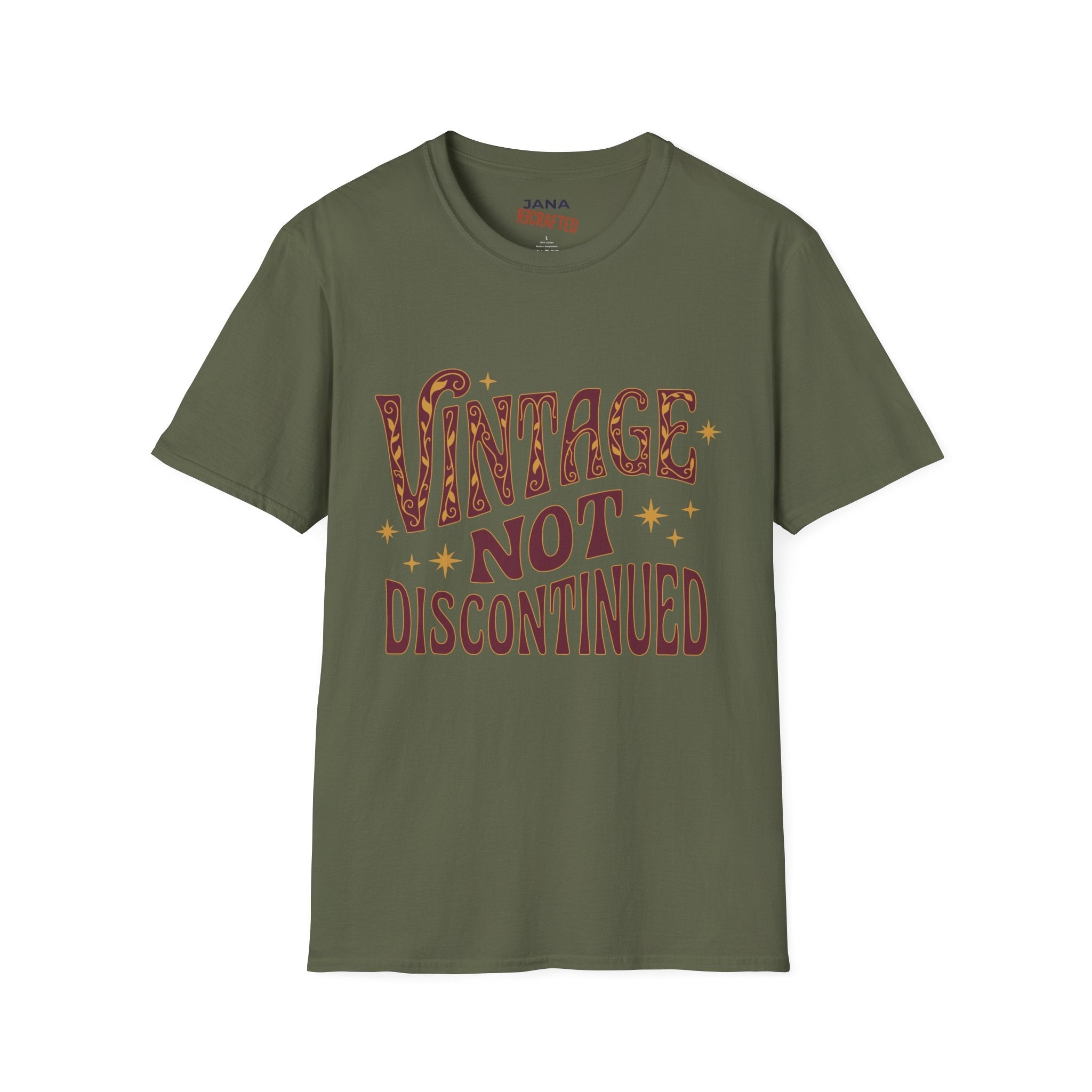 Vintage Not Discontinued T-Shirt — Retro Graphic Tee for Classic Style - Jana Recrafted