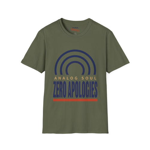 Zero Apologies T-Shirt — Analog Soul Retro Rainbow Graphic Tee - Jana Recrafted