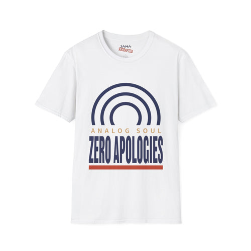 Zero Apologies T-Shirt — Analog Soul Retro Rainbow Graphic Tee - Jana Recrafted
